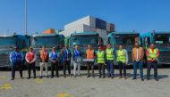 Officials from Domasco and GAC Qatar during the delivery of the new Volvo FM 400 4X2 tractor heads, in Doha, recently.  