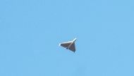 A Russian drone is seen during a Russian drone strike, which local authorities consider to be Iranian made unmanned aerial vehicles (UAVs) Shahed-136, amid Russia's attack on Ukraine, in Kiev, Ukraine, on October 17, 2022. REUTERS/Roman Petushkov
