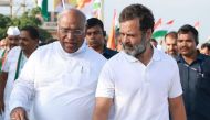 Mallikarjun Kharge with Rahul Gandhi on his march across India. Pic: Twitter / Kharge 