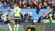 Manchester City's Kevin De Bruyne scores the only goal of the EPL match against Leicester City at King Power Stadium, Leicester, Britain, on October 29, 2022.  REUTERS/Chris Radburn 