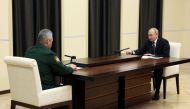 Russian President Vladimir Putin attends a meeting with Defence Minister Sergei Shoigu at the Novo-Ogaryovo state residence, outside Moscow, Russia, on October 28, 2022. Sputnik/Mikhail Metzel/Handout via REUTERS 