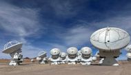 Parabolic antennas of the ALMA (Atacama Large Millimeter/submillimeter Array) observatory are seen at the El Llano de Chajnantor in the Atacama desert, Chile, on May 18, 2022. File Photo / Reuters
