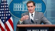 In this file photo taken on October 26, 2022 National Security Council Coordinator for Strategic Communications John Kirby speaks during the daily press briefing in the James S Brady Press Briefing Room of the White House in Washington. (Photo by SAUL LOEB / AFP)