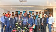 Dr. Munir Ali Ibrahim, General Manager, Naseem Healthcare; Shanavas, GM-Operations, Naseem Healthcare, and others welcome Fayiz Asraf Ali. 