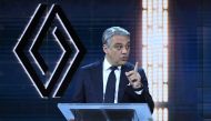 Renault Group's Chief Executive Luca De Meo addresses a Capital Market Day in Paris on November 8, 2022. (Photo by Eric Piermont / AFP)