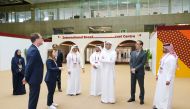 Minister of Communications and Information Technology H E Mohammed bin Ali Al Mannai during his visit to the International Broadcast Center (IBC) for the FIFA World Cup Qatar 2022 at QNCC, yesterday.