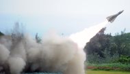 In this file photo taken on July 09, 2012 a Hawk ground-to-air missile is launched during a live-fire military missile drill at a military base in Chiupeng, in Taiwan's southern Pingtung county. - The United States will provide air defense systems and surface-to-air missiles to Ukraine as part of a new $400 million security assistance package, the Pentagon announced on November 10, 2022. (Photo by Sam YEH / AFP)