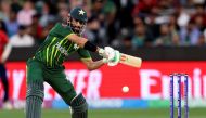 Pakistan's Shan Masood plays a shot during the ICC men's Twenty20 World Cup 2022 cricket final match between England and Pakistan at the Melbourne Cricket Ground (MCG) in Melbourn on November 13, 2022. (AFP/Martin Keep)