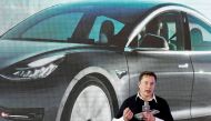 Tesla Inc CEO Elon Musk speaks onstage during a delivery event for Tesla China-made Model 3 cars at its factory in Shanghai, China, January 7, 2020. (REUTERS/Aly Song)
