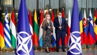 Czech Defence Minister Jana Cernochova (left) attends a NATO Defence Ministers meeting in Brussels, Belgium, February 16, 2022. REUTERS/Johanna Geron/File Photo
