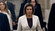 Outgoing US Speaker of the House of Representatives Nancy Pelosi, Democrat of California, arrives at the US Capitol in Washington, DC, on November 17, 2022. (Photo by OLIVIER DOULIERY / AFP)


