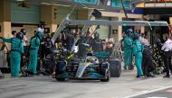 Mercedes' British driver Lewis Hamilton pits during the Abu Dhabi Formula One Grand Prix at the Yas Marina Circuit in the Emirati city of Abu Dhabi on November 20, 2022. (Photo by Kamran Jebreili / POOL / AFP)