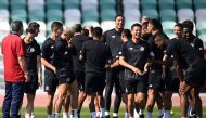 Costa Rica's players take part in a training session at the Al Ahli SC Stadium in Doha on November 22, 2022. (Photo by Raul Arboleda / AFP)