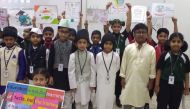 MES students participating in an activity held to mark National Education Day of India.