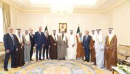The Crown Prince of the State of Kuwait H H Sheikh Mishal Al Ahmad Al Jaber Al Sabah with the heads of OAPEC in Kuwait.a