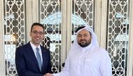 Assistant Foreign Minister for Regional Affairs H E Dr. Mohammed bin Abdulaziz bin Saleh Al Khulaifi with Deputy Foreign Minister of Turkiye H E Yasin Ekrem Serim. 