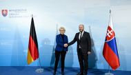 German Defence Minister Christine Lambrecht meets with Slovak Defence Minister Jaroslav Nad in Bratislava, Slovakia, December 19, 2022. REUTERS/Radovan Stoklasa