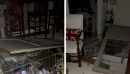 A view of the damage inside a house, after an earthquake struck off the coast of northern California, in Ferndale, California, U.S. December 20, 2022, in this screengrab obtained from a social media video. Caroline Titus via Twitter/@caroline95536/via Reuters