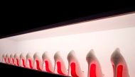 Creations by French shoe designer Christian Louboutin are displayed during a press preview of his exhibition 'L'Exhibition[niste]' (The exhibition[ist]) in Paris, France, February 21, 2020. (REUTERS/Benoit Tessier)