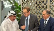 Minister of Transport H E Jassim Saif Ahmed Al Sulaiti with officials at the reception held in Rabat, Morocco.