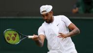 Australia's Nick Kyrgios in action during his quarter-final match against Chile's Cristian Garin at All England Lawn Tennis and Croquet Club, London, Britain, July 6, 2022. (REUTERS/Matthew Childs)