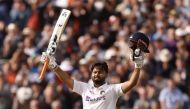 July 1, 2022 India's Rishabh Pant celebrates reaching his century Action Images via Reuters/Jason Cairnduff