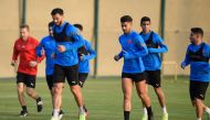 Al Arabi players train ahead of the resumption of the QNB Stars League.