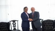 Brazil's President Luiz Inacio Lula da Silva holds hands with Colombian President Gustavo Petro during a bilateral meeting at the Itamaraty Palace in Brasilia, Brazil January 2, 2023. REUTERS/Adriano Machado