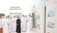 Father Amir H H Sheikh Hamad bin Khalifa Al Thani at the inauguration of Aisha Bint Hamad Al Attiyah Hospital. Minister of Public Health H E Dr. Hanan Mohamed Al Kuwari and other dignitaries and officials are also seen. 