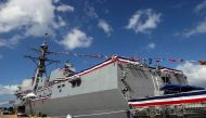 The USS Chung-Hoon sits ready to be placed in active service before its commissioning ceremony on Ford Island at Pearl Harbor, Hawaii, September 18, 2004. File Photo / Reuters