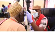 A beneficiary receiving treatment under QRCS’s medical convoy mission in Somalia.