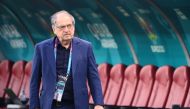 In this file photo taken on June 28, 2021 French Football Federation (FFF) President Noel Le Graet walks along the pitch prior to the UEFA EURO 2020 round of 16 football match between France and Switzerland at the National Arena in Bucharest. (Photo by FRANCK FIFE / AFP)
