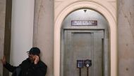 A sign with the name of newly-elected House Speaker Kevin McCarthy is seen outside his suite of offices in the US Capitol in Washington, DC on January 9, 2023. (Photo by Mandel NGAN / AFP)