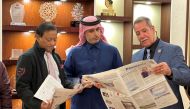 Editor-in-Chief of The Peninsula, Dr. Khalid Al-Shafi (centre) with Professor of Media Studies and Communication Technologies at Bridgewater State University, Dr. Jabbar Al Obaidi (right) and the Academic Director of Global Programs.