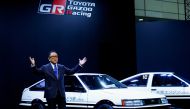 Toyota Motor Corporation President Akio Toyoda gestures at an event for Toyota GAZOO Racing and LEXUS at Tokyo Auto Salon 2023 at Makuhari Messe in Chiba, east of Tokyo, Japan, January 13, 2023. (REUTERS/Kim Kyung-Hoon)