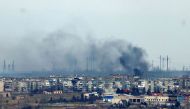 Smoke rises from strikes on the frontline city of Soledar, as Russia's attack on Ukraine continues, as seen from Bakhmut, Ukraine, on January 5, 2023. File Photo / Reuters



