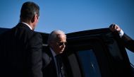 US President Joe Biden departs Atlanta Hartsfield-Jackson International Airport, in Atlanta, Georgia, on January 15, 2023. (Photo by Brendan Smialowski / AFP)