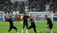 Lionel Messi with Kylian Mbappe, Achraf Hakimi and Neymar Jnr delight the fans during a workout session at the Khalifa International Stadium in Doha on Wednesday. Photo: Salim Matramkot / The Peninsula