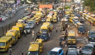 Vehicles drive in traffic gridlock at Ojodu-Berger bus station in Lagos, Nigeria, on October 19, 2022. (AFP/Getty Images)
