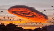 A cloud resembling a UFO is seen in Bursa, northwestern Türkiye, Jan. 19, 2023. Photo/IHA
