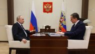 Russian President Vladimir Putin meets with the Belgorod region governor Vyacheslav Gladkov at the Novo-Ogaryovo state residence outside Moscow on January 24, 2023.  (Photo by Mikhail KLIMENTYEV / SPUTNIK / AFP)