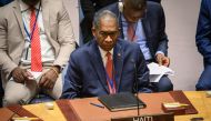 Haiti's ambassador to the UN Antonio Rodrigue attends a United Nations security council meeting on Haiti at UN Headquarters in New York City on Januray 24, 2023. (Photo by Ed JONES / AFP)
