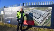 Peter Rolton, executive chairman of Britishvolt, shows a billboard at the site of the company’s large planned battery plant in the former industrial town of Blyth, Britain, on January 27, 2022. File Photo / Reuters
