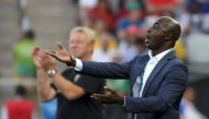 Nigeria's head coach Samson Siasia (right) reacts during the second half of the 2016 Rio Olympic Games football match between Nigeria and Germany at the Corinthians Arena in Sao Paulo, Brazil on August 17, 2016. File Photo / Reuters
