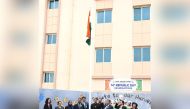 School President Dr. Hassan Kunhi M P unfurling the national flag at the school premises.