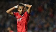 September 16, 2021 Olympique Lyonnais' Malo Gusto reacts after missing a chance to score REUTERS/Russell Cheyne
