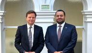Assistant Foreign Minister for Regional Affairs H E Dr. Mohammed bin Abdulaziz bin Saleh Al Khulaifi meeting  with Director of Middle East Affairs at the British Foreign Office H E Stephen Hickey in London, yesterday.