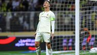 Nassr's Portuguese forward Cristiano Ronaldo reacts the Saudi Pro League football match between Al-Fateh and Al-Nassr at the Prince Abdullah bin Jalawi Stadium in al-Hasa on February 3, 2023. (Photo by Ali Aldaif / AFP)