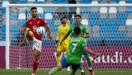 Ahly's Egyptian defender Mohamed Abdelmonem (left) is marked by Seattle Sounders' American midfielder Cristian Roldan during the FIFA Club World Cup second round match between Seattle Sounders FC and Egypt's Al-Ahly at the Ibn Batouta Stadium in Tangier on February 4, 2023. (Photo by Khaled DESOUKI / AFP)