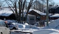 Laval, Canada, Police secure the scene where a city bus (C) crashed into a day care center on February 8, 2023. Photo by Anne-Sophie THILL / AFP